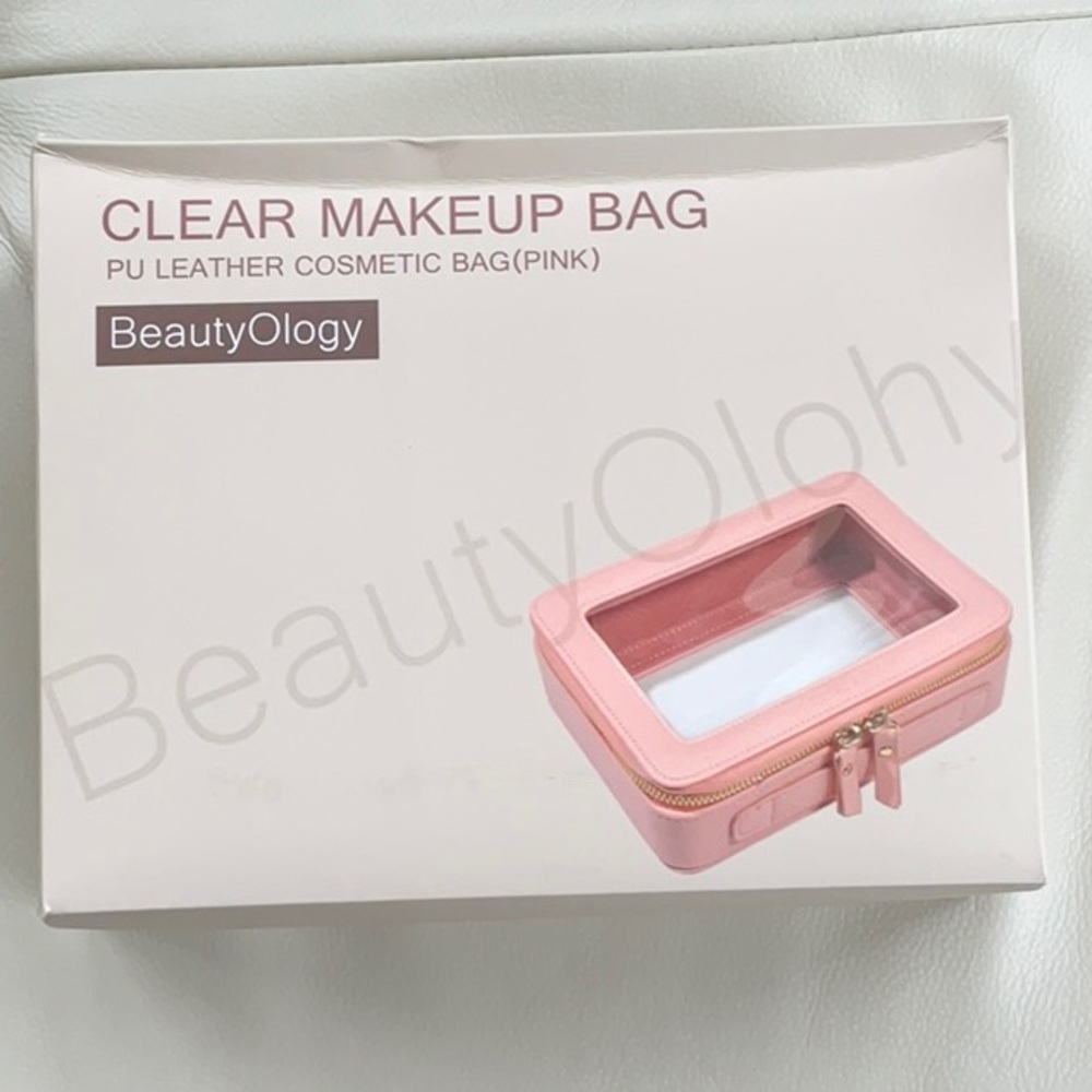BNIB BeautyOlogy pink clear PU MAKEUP BAG